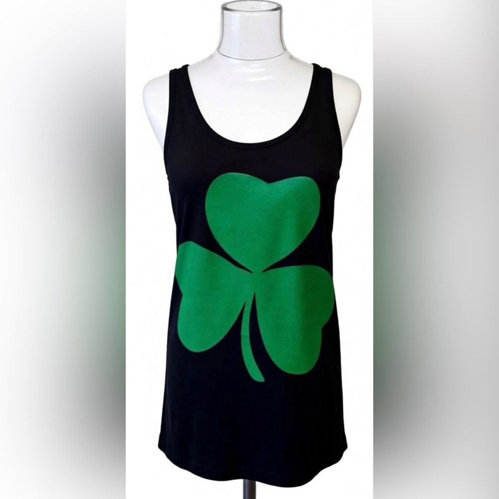 St. Patrick’s Day Shamrock Tank Top Women’s XL Green Clover Excellent Cond